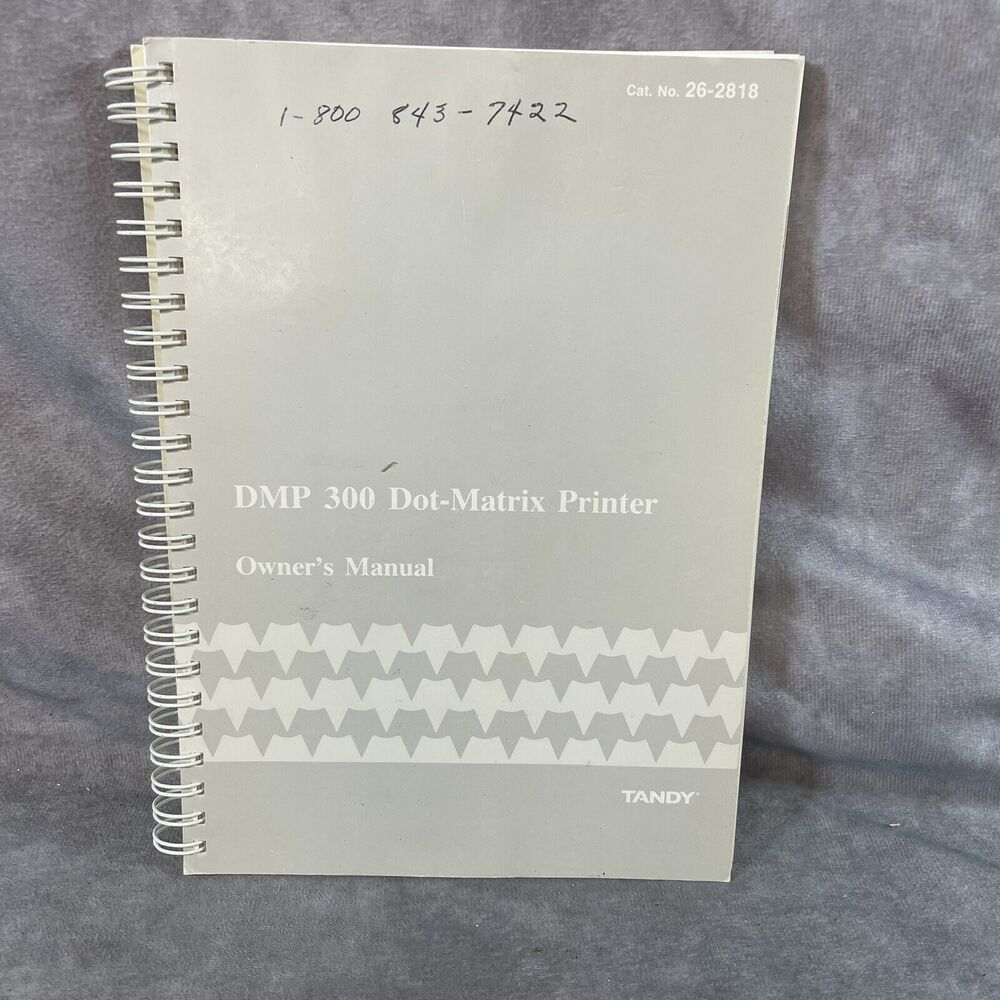Vintage 1988 Tandy DMP 300 Dot Matrix Printer Manual